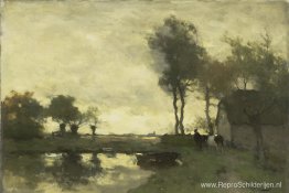 Landschap met een boerderijvijver Landschap met een boerderijvijver