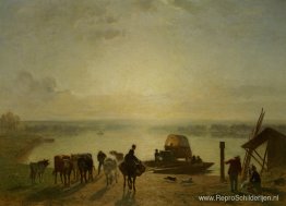 Het lossen van de veerboot Het lossen van de veerboot