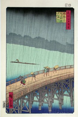 Plotselinge regenbui boven de Shin-Ohashi-brug bij Atake Plotselinge regenbui boven de Shin-Ohashi-brug bij Atake