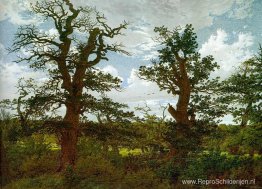 Landschap met eikenbomen en een jager Landschap met eikenbomen en een jager