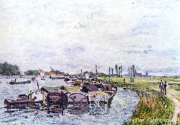 Binnenvaartschepen in Saint Mammès Binnenvaartschepen in Saint Mammès