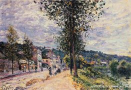 Straat die het dorp binnenkomt Straat die het dorp binnenkomt