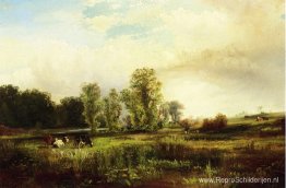 Zomerlandschap met koeien Zomerlandschap met koeien