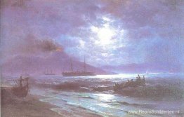 De baai van Napels bij maanlicht De baai van Napels bij maanlicht