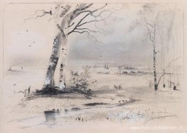 Vroege lente. Berken bij de rivier Vroege lente. Berken bij de rivier