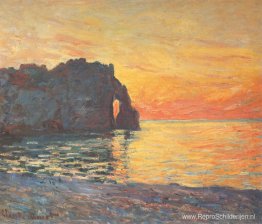 Etretat, klif van d'Aval, zonsondergang Etretat, klif van d'Aval, zonsondergang