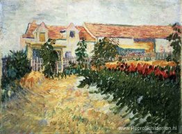 Huis met zonnebloemen Huis met zonnebloemen