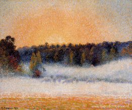 Ondergaande zon en mist, Eragny Ondergaande zon en mist, Eragny