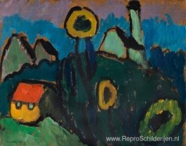 Landschap met zonnebloemen Landschap met zonnebloemen