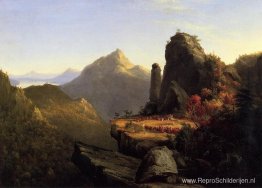 Scène uit De laatste der Mohikanen, Cora knielt aan de voeten va Scène uit De laatste der Mohikanen, Cora knielt aan de voeten va