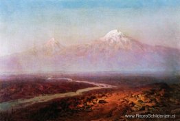 Araksrivier en Ararat Araksrivier en Ararat