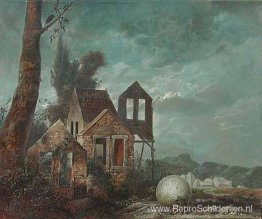 Huizen in een denkbeeldig landschap Huizen in een denkbeeldig landschap