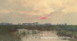 Zonsondergang boven de vijver Zonsondergang boven de vijver