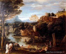 Landschap met zwemmers Landschap met zwemmers