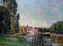 Loingrivier en kerk in Moret Loingrivier en kerk in Moret