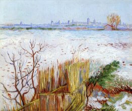 Sneeuwlandschap met Arles op de achtergrond Sneeuwlandschap met Arles op de achtergrond