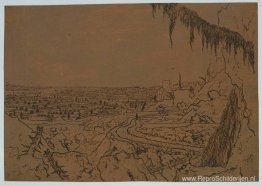 Landschap met overhangende spar Landschap met overhangende spar