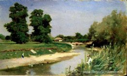 Landschap met rivier en bomen Landschap met rivier en bomen