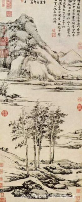 Bomen in een riviervallei in Yüshan Bomen in een riviervallei in Yüshan