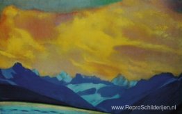 Zonsondergang boven Malana Zonsondergang boven Malana