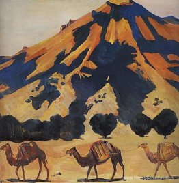 Mount Abul en passerende kamelen Mount Abul en passerende kamelen