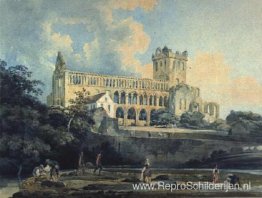 Abdij van Jedburgh vanaf de rivier Abdij van Jedburgh vanaf de rivier