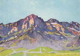 De Dents Blanches in Champéry in de ochtendzon De Dents Blanches in Champéry in de ochtendzon