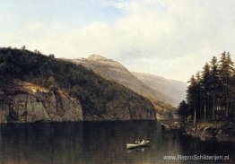 Kijkend naar het westen, vanaf Dollar Island, Lake George Kijkend naar het westen, vanaf Dollar Island, Lake George