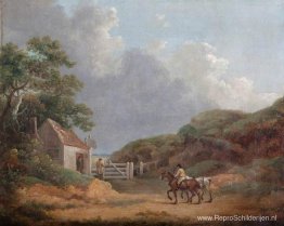 Bosrijk landschap met tolpoort Bosrijk landschap met tolpoort