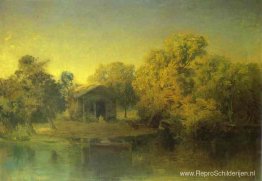 Vijver bij de zonsondergang Vijver bij de zonsondergang