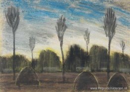 Landschap met hooibergen Landschap met hooibergen