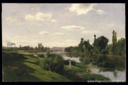 De rivier de Seine bij Mantes De rivier de Seine bij Mantes