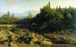 Krim. Landschap met een rivier. Krim. Landschap met een rivier.