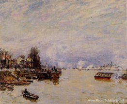 De Seine, uitzicht vanaf de kade de Pont du Jour De Seine, uitzicht vanaf de kade de Pont du Jour