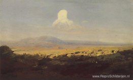 Wolk boven de bergvallei Wolk boven de bergvallei
