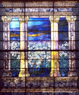 Venster Veld met lelies Venster Veld met lelies