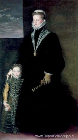 Portret van Juana van Oostenrijk met een jong meisje Portret van Juana van Oostenrijk met een jong meisje