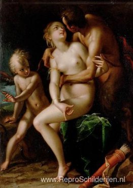 Venus, Cupido en een sater Venus, Cupido en een sater