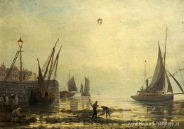 Een zeegezicht met jachten uit een haven Een zeegezicht met jachten uit een haven