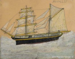 Brigantijn met boegbeeld Brigantijn met boegbeeld