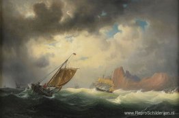 Schip op stormachtige zee Schip op stormachtige zee