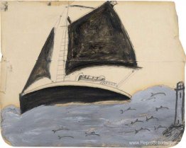 Zeilschip en bruinvissen Zeilschip en bruinvissen