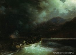 Heldin Bobolina met jagers breekt onder een hagel van schoten op Heldin Bobolina met jagers breekt onder een hagel van schoten op