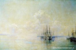 Het squadron van de Zwarte Zeevloot voordat hij de aanval op Sev Het squadron van de Zwarte Zeevloot voordat hij de aanval op Sev