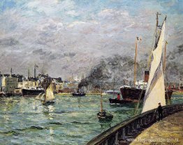 Vertrek van een vrachtschip Vertrek van een vrachtschip