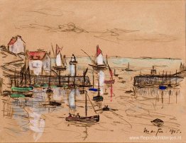 De ingang van de haven Sauzon De ingang van de haven Sauzon