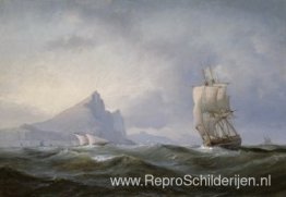 Zeilschip voor de kust van Gibraltar Zeilschip voor de kust van Gibraltar