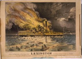 Vreselijke brand van de stoomboot Lexington in Long Island Sound Vreselijke brand van de stoomboot Lexington in Long Island Sound