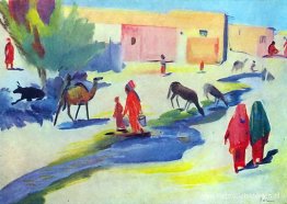 Straat en de sloot in Ashgabat Straat en de sloot in Ashgabat
