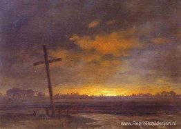 Landschap met een kruis. Litouwen Landschap met een kruis. Litouwen